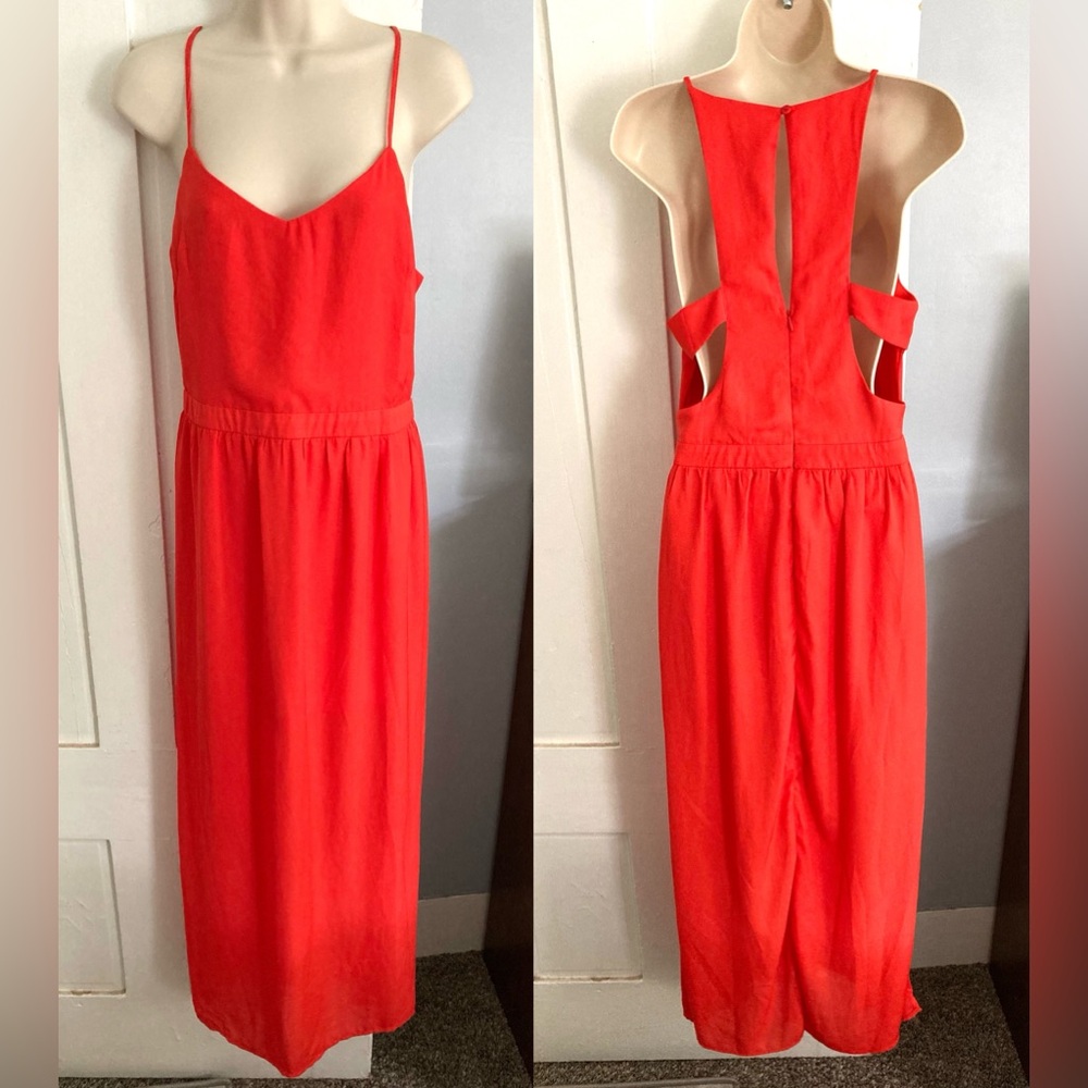 Sans Souci Orange Red Cut Out Backless Maxi Dress